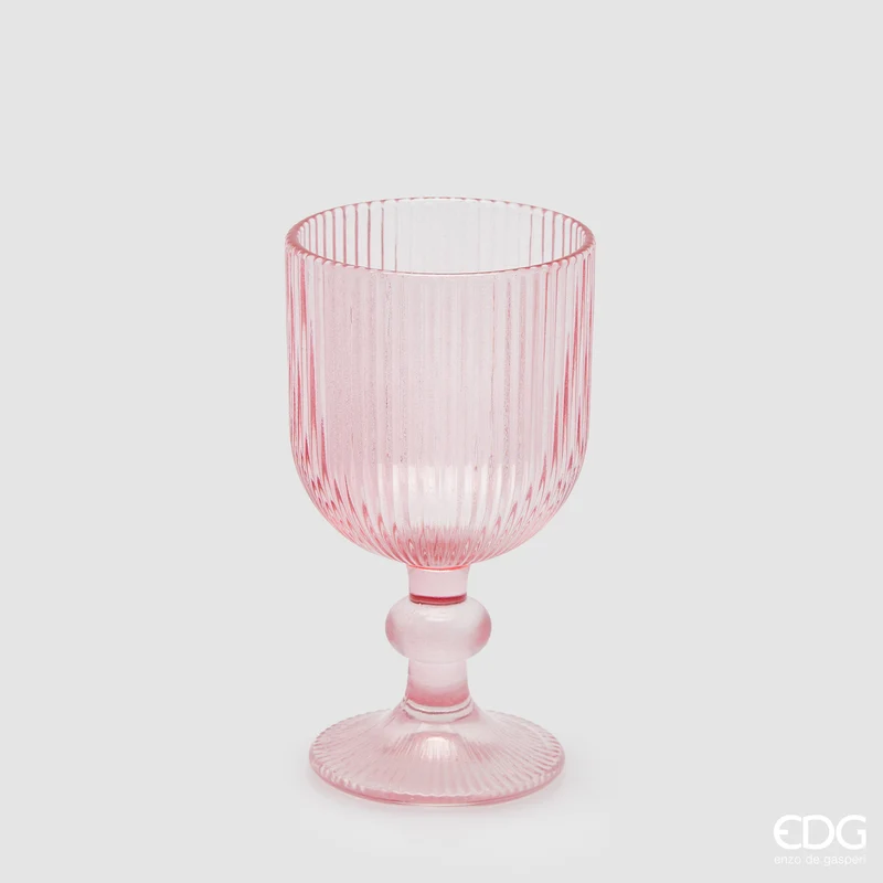 EDG Enzo De Gasperi Offerta Set 6 Calici Vino Righe H16 D9 cm Rosa
