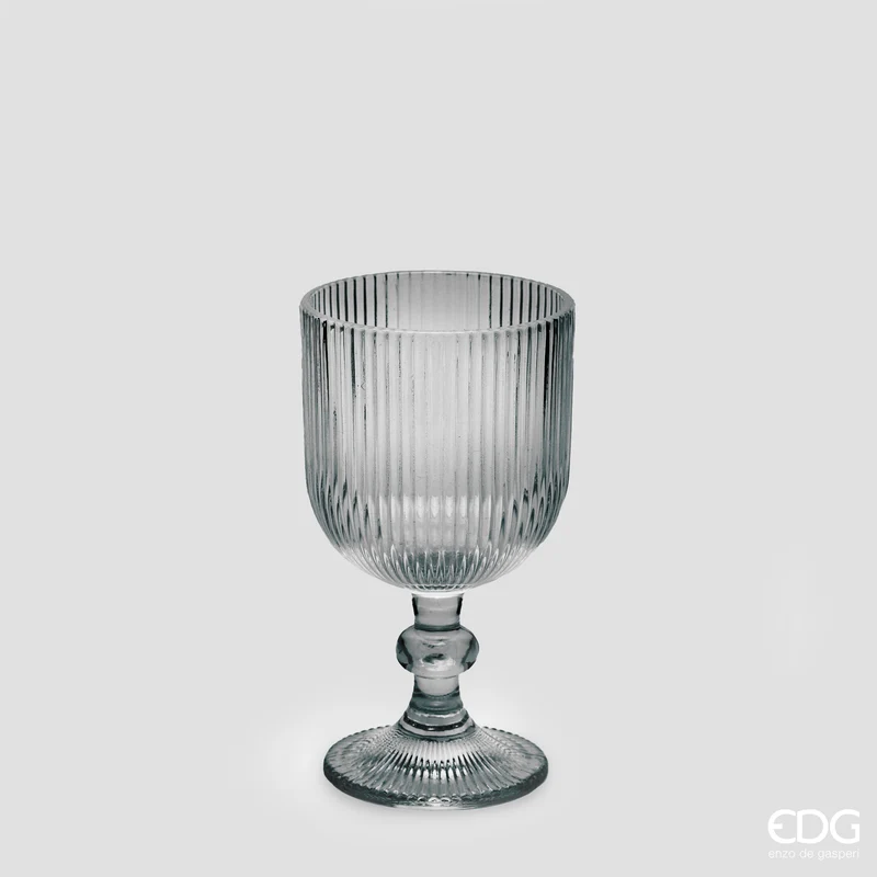 EDG Enzo De Gasperi Offerta Set 6 Calici Acqua Righe H14 D8 cm Grigio Fumè