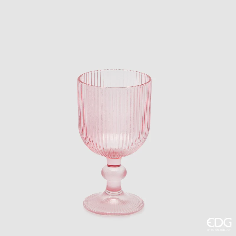 EDG Enzo De Gasperi Offerta Set 6 Calici Acqua Righe H14 D8 cm Rosa