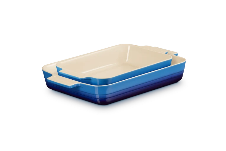 Le Creuset Auflaufform-Set, 2-teilig, „Azurblau“, 25 & 32 cm