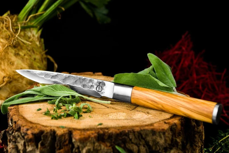 Geschmiedetes Messerset, 3-teilig (Brotmesser), Olive