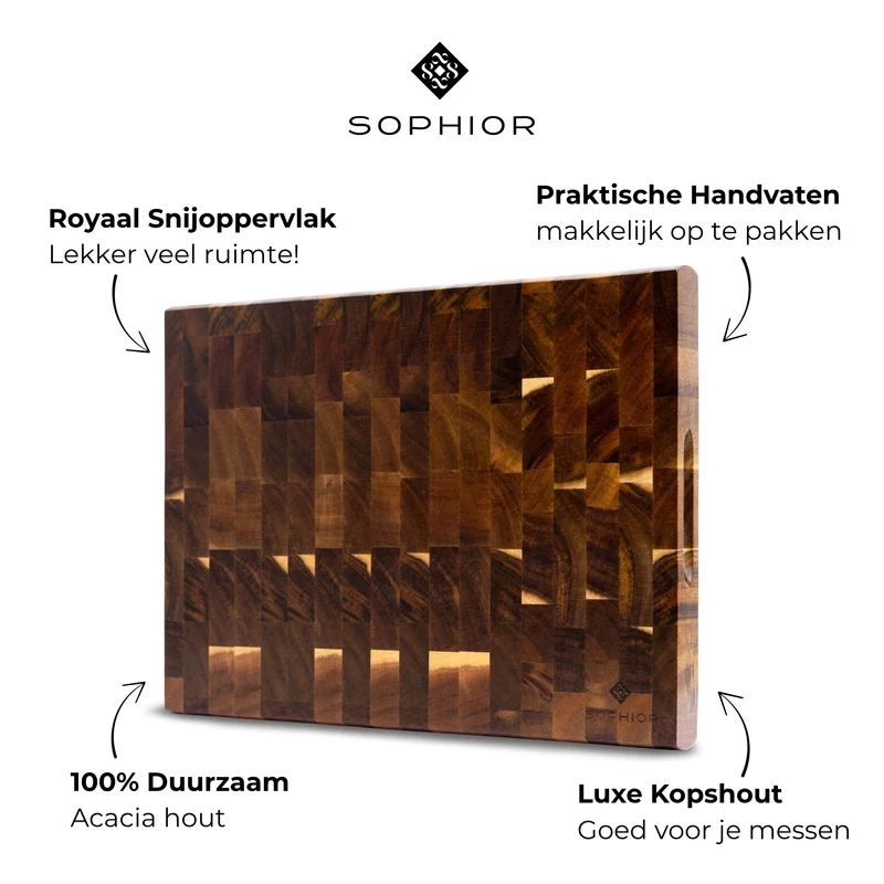 SOPHIOR Schneidebrett aus Akazienholz, 40 x 30 x 3,5 cm