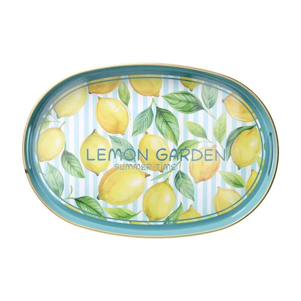 Andrea Fontebasso Vassoio Ovale Summer Time 44x30 cm in Polipropilene Lemon Garden