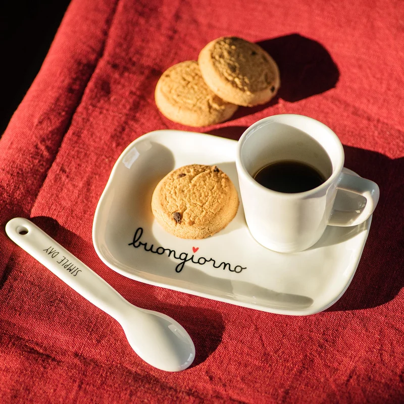 Simple Day Set 2 Piattini Espresso Buongiorno Cuore Rosso