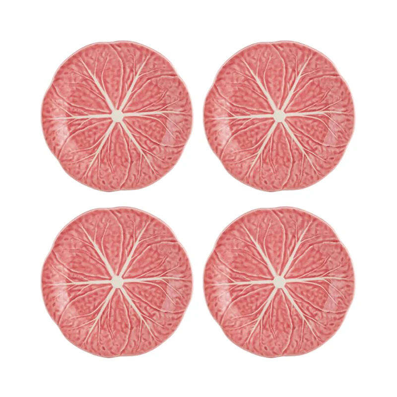 Bordallo Pinheiro Set 4 Piatti Frutta Cavolo in Terracotta Rosa