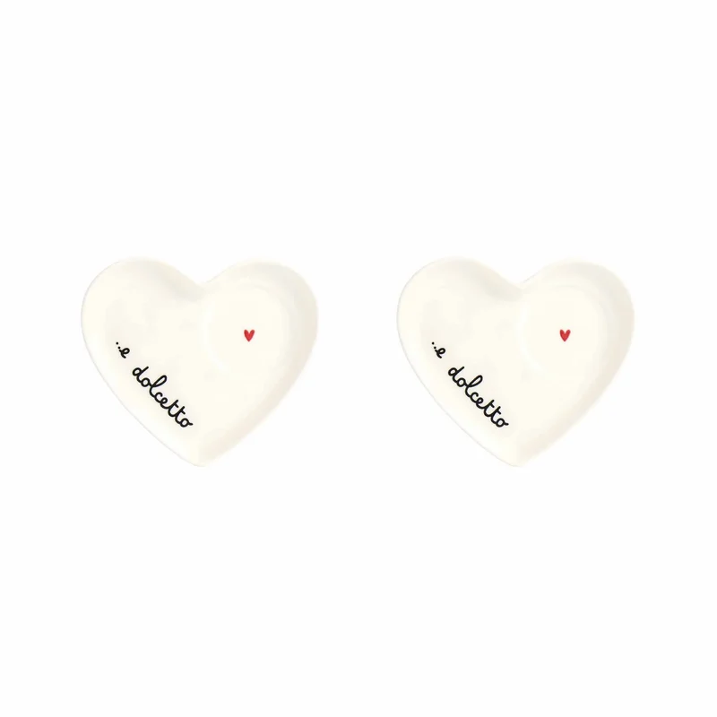 Simple Day Set 2 Piattini Cuore per Tazze e Dolcetto in Gres