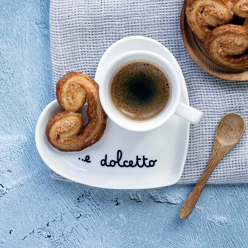 Simple Day Set 2 Piattini Cuore per Tazze e Dolcetto in Gres