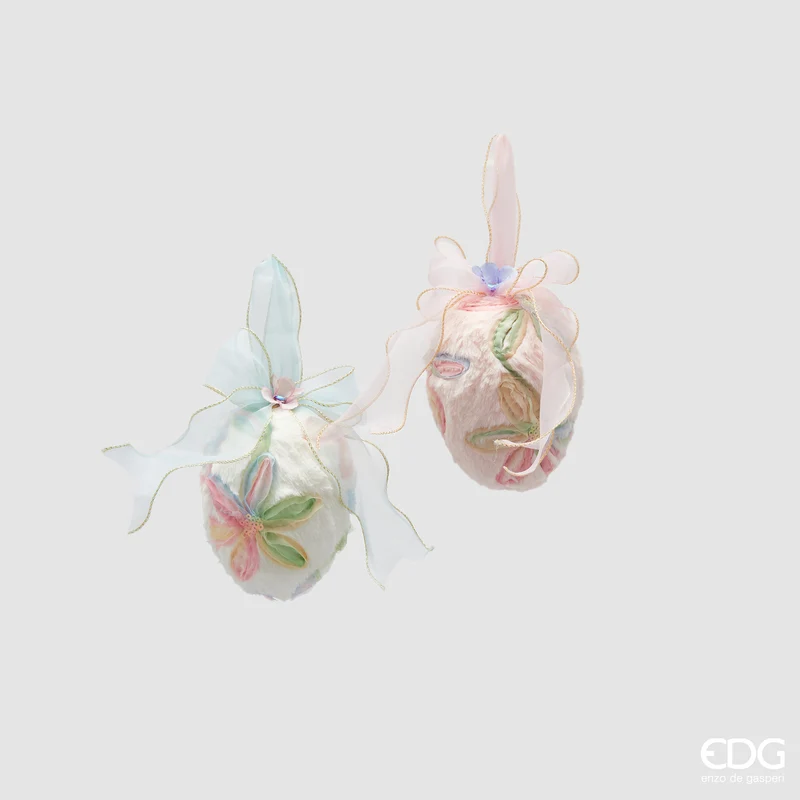 EDG Enzo De Gasperi Set 2 Decorazioni Uovo Fiocco da Appendere H16 cm
