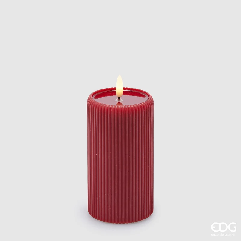 EDG Enzo De Gasperi Candela Moccolo Lounge Rossa a Led H13 cm con telecomando