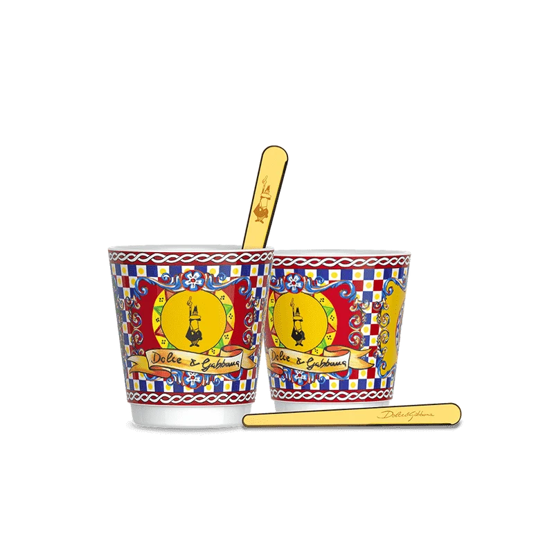 Bialetti Set 2 Bicchierini e 2 Palettine Carretto Siciliano Dolce&Gabbana