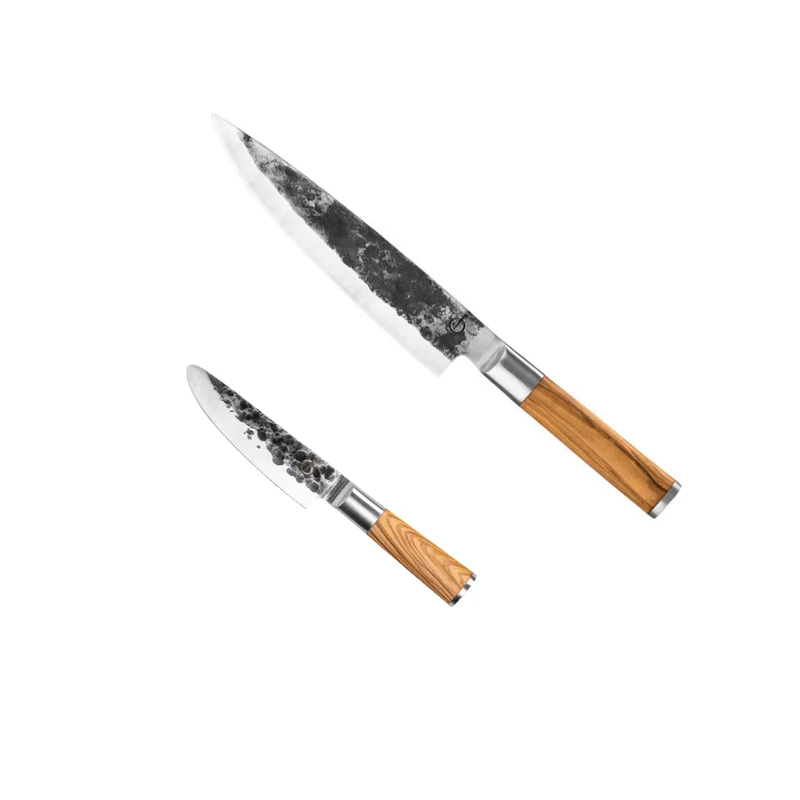 Geschmiedetes Kochmesser 20 cm Olive & Kinderkochmesser 12 cm Olive