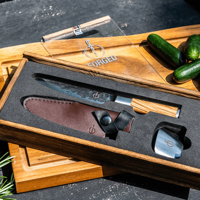 Geschmiedetes Kochmesser 20 cm Olive & Kinderkochmesser 12 cm Olive
