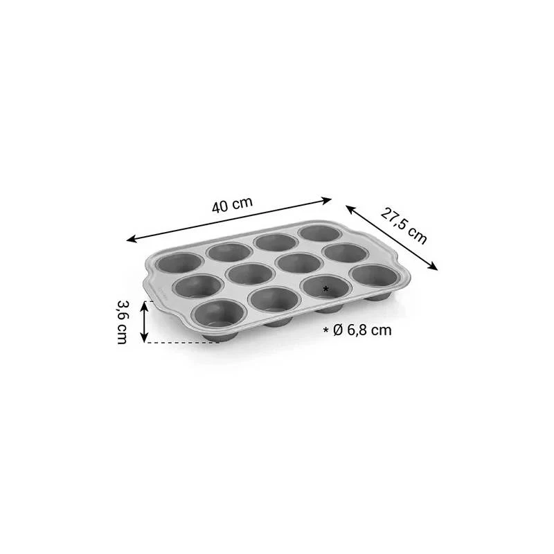 Tescoma Delicia Stampo 12 Muffin in Silicone con Bordo in Metallo