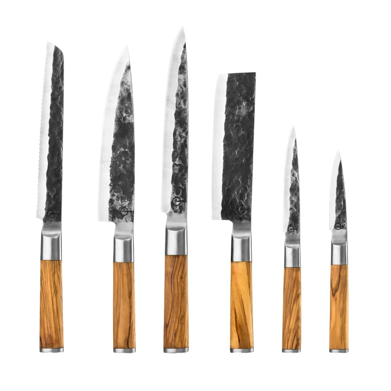 Geschmiedetes Messerset, 6-teilig, Olive