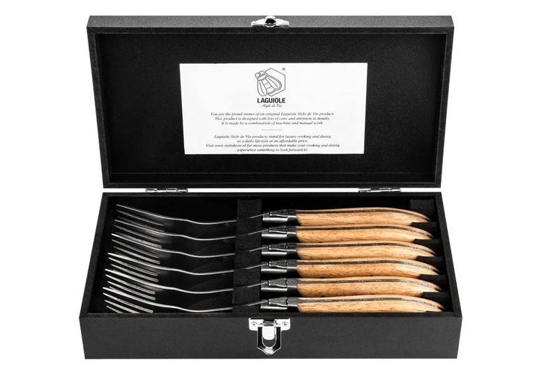 Laguiole Style de Vie Forks Oak Stonewash 'Luxury Line'