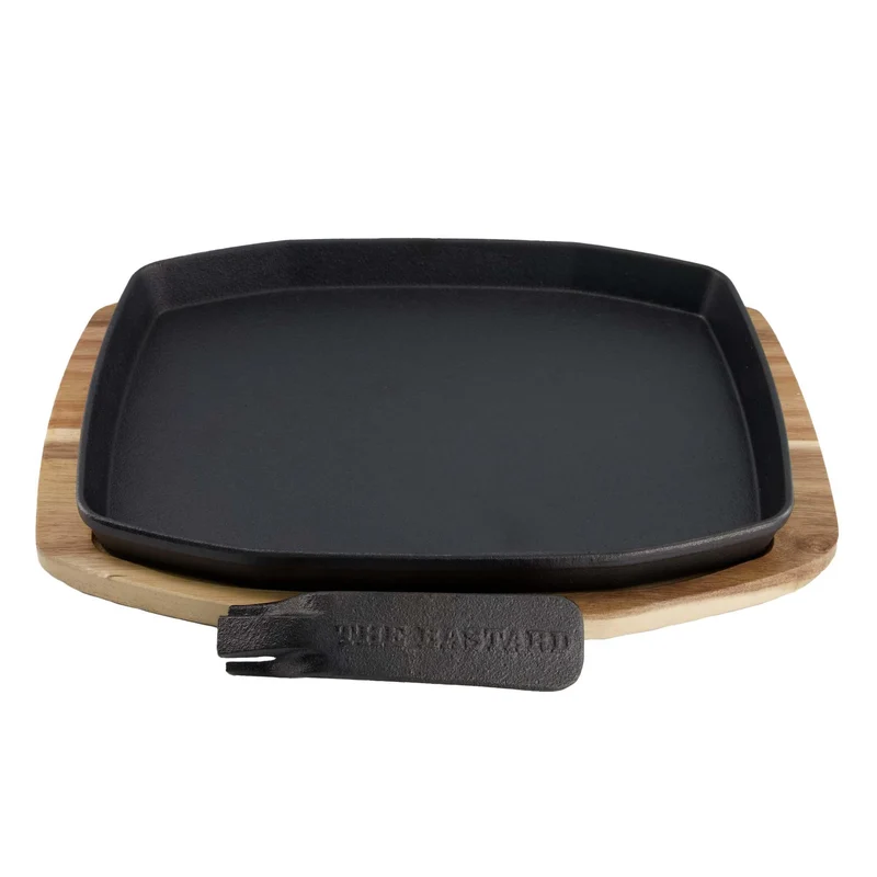 Bastard Sizzling Plate & Holder Gusseisen 24x32 cm