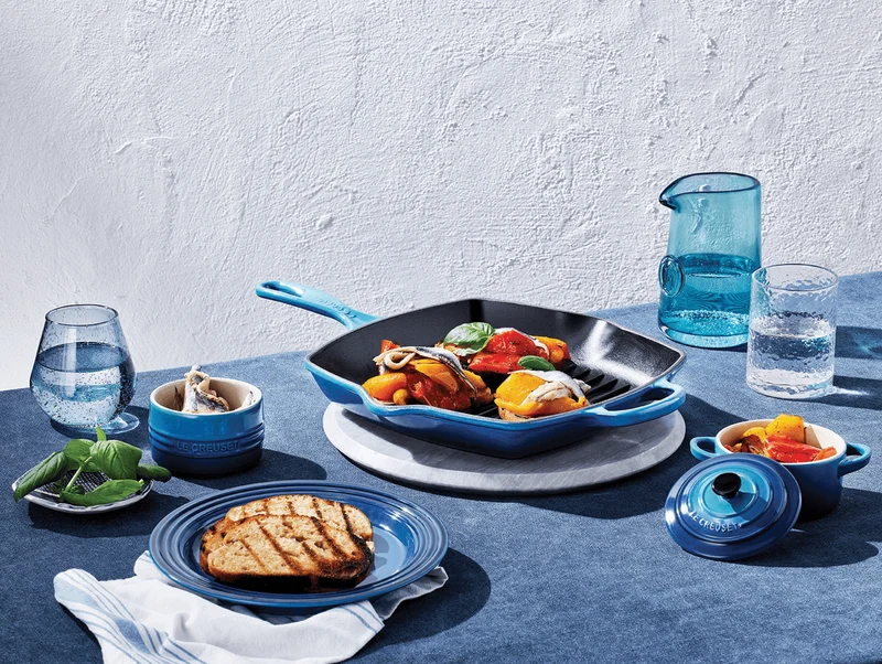 Le Creuset Grillpfanne Quadratisch 26x26cm Grillit® 'Azure'