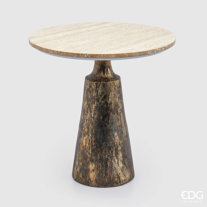 EDG Enzo De Gasperi Tavolo Travertino Rotondo D60 cm