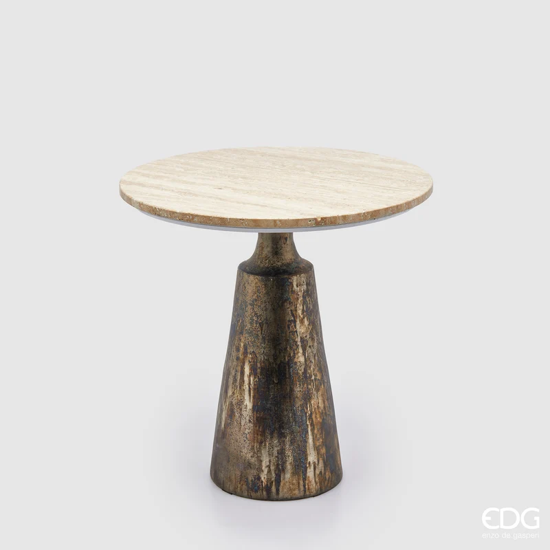EDG Enzo De Gasperi Tavolo Travertino Rotondo D50 cm