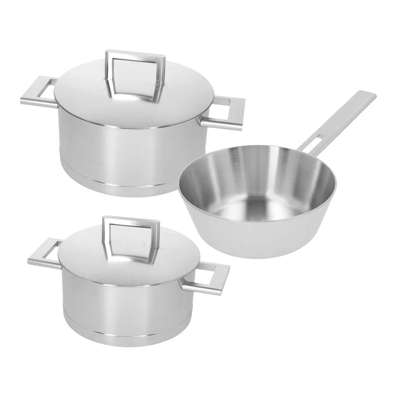 Demeyere 3-teiliges Topfset mit doppelwandigem Deckel „John Pawson 7“