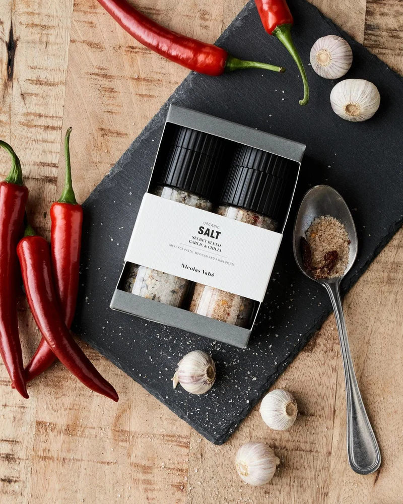 Nicolas Vahé Geschenkbox Bio-Geheimmischung – Salz, Knoblauch & Chili