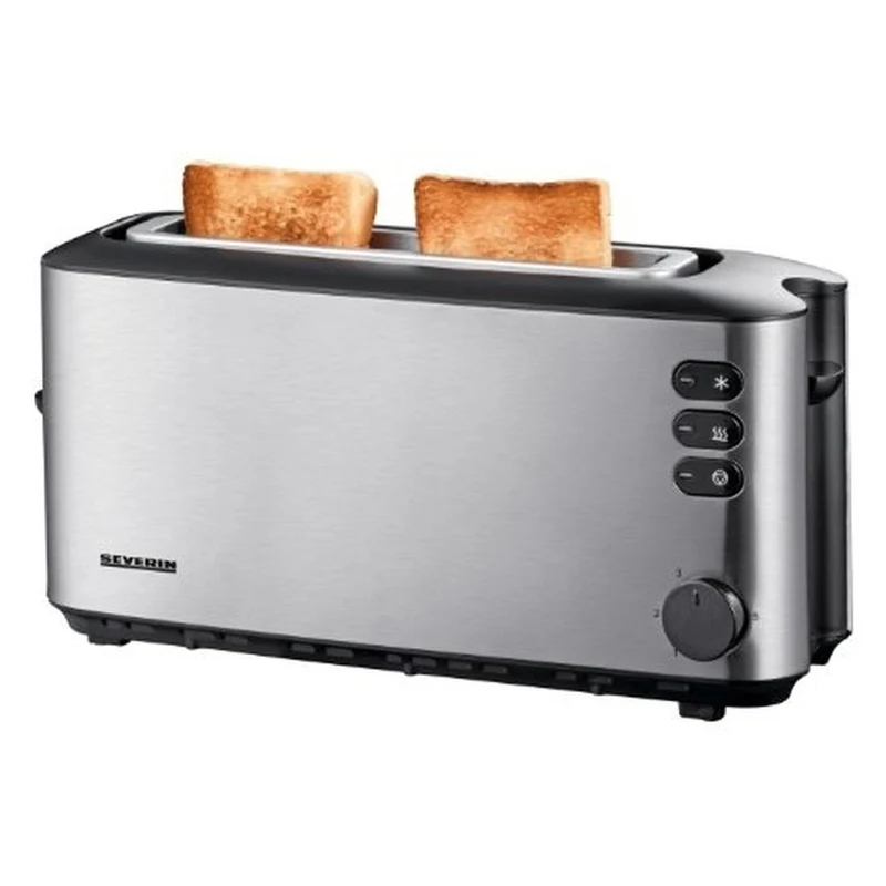 Severin AT 2515 Langschlitztoaster für 2 Scheiben 1000 W Edelstahl, Schwarz
