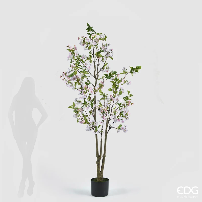 EDG Enzo De Gasperi Pianta Artificiale Pesco con Foglie e Vaso H220 cm