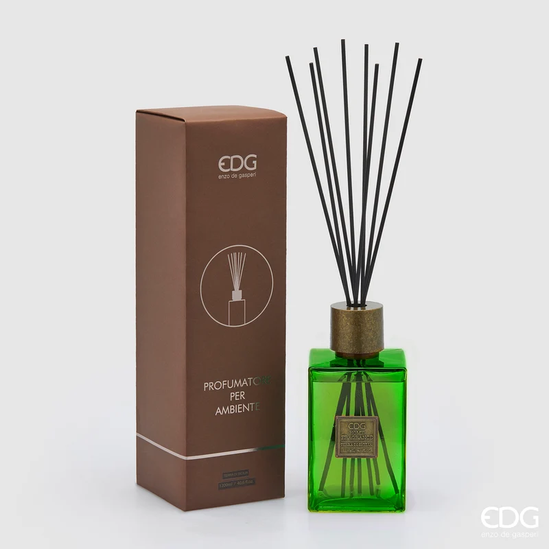 EDG Enzo De Gasperi Profumatore Quadrato con Bastoncini 1200 ml Terre di Sicilia