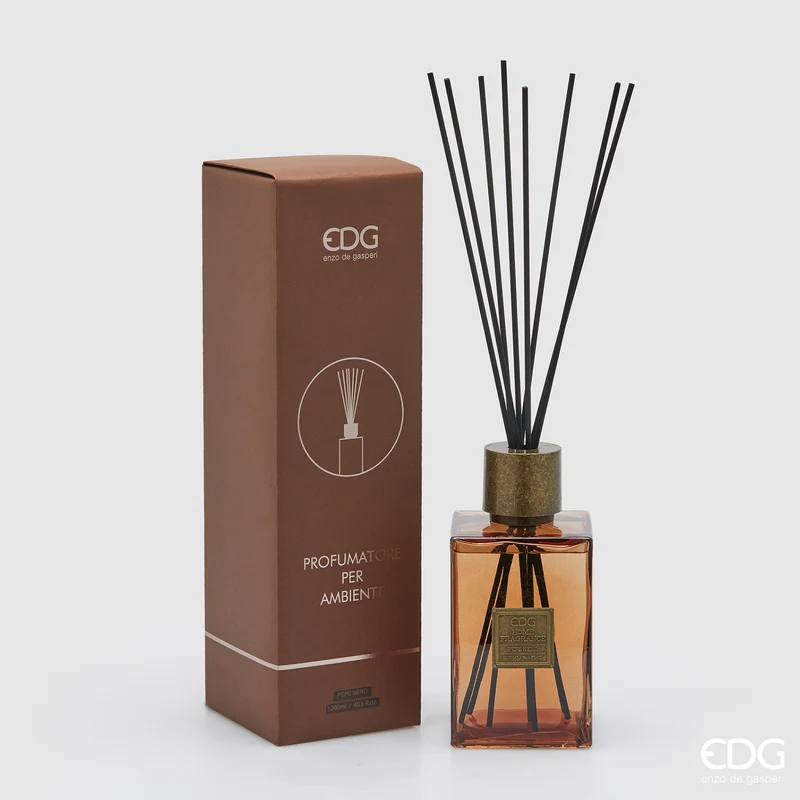 EDG Enzo De Gasperi Profumatore Quadrato con Bastoncini 1200 ml Pepe Nero