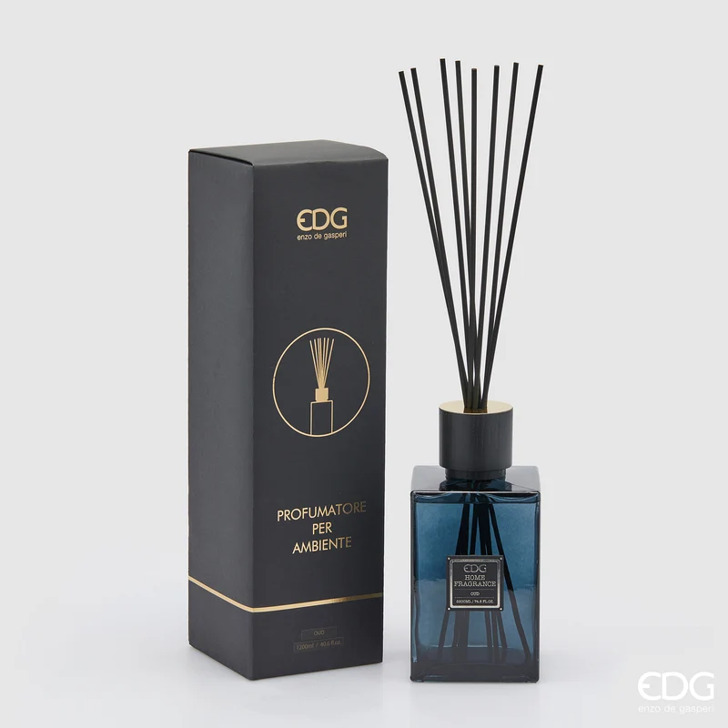 EDG Enzo De Gasperi Profumatore Quadrato con Bastoncini 1200 ml Oud