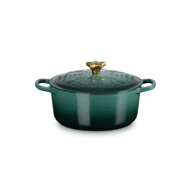 Le Creuset Schmortopf mit Weihnachtsbaum-Relief, Ø 24 cm / 4,2 l