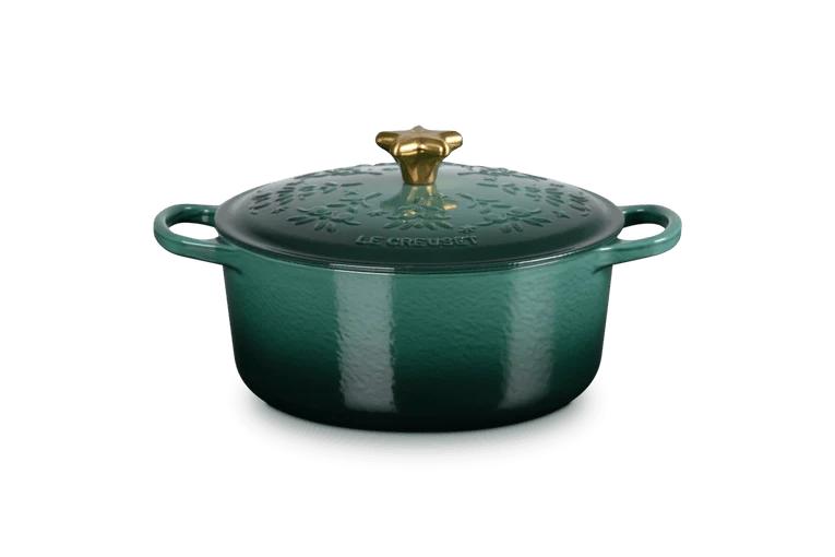 Le Creuset Schmortopf mit Weihnachtsbaum-Relief, Ø 24 cm / 4,2 l