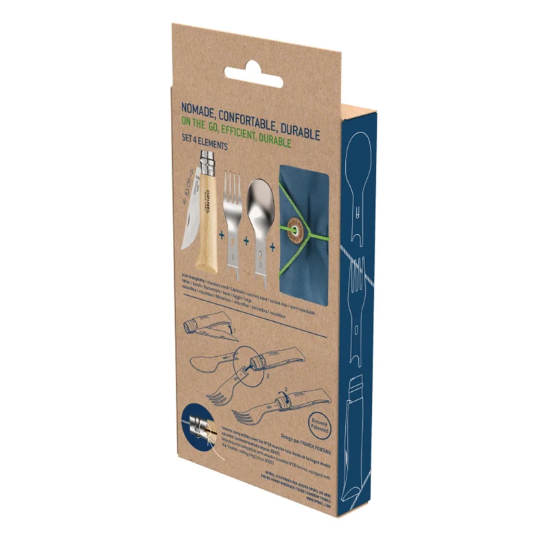 Opinel Outdoor-Besteckset, 4-teilig, „Picnic Plus“