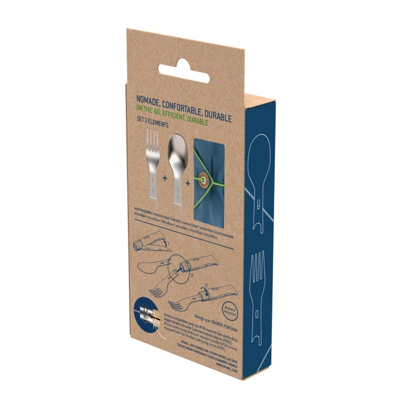 Opinel Outdoor-Besteckset, 3-teilig, „Picnic Plus“