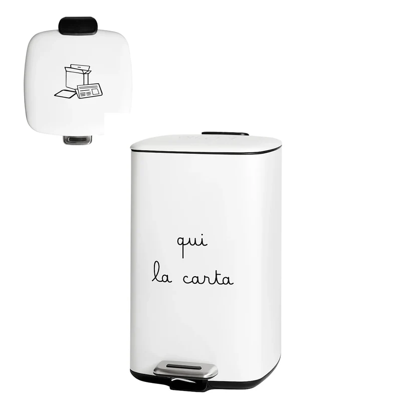 Simple Day Pattumiera Qui la Carta 20L Bianco