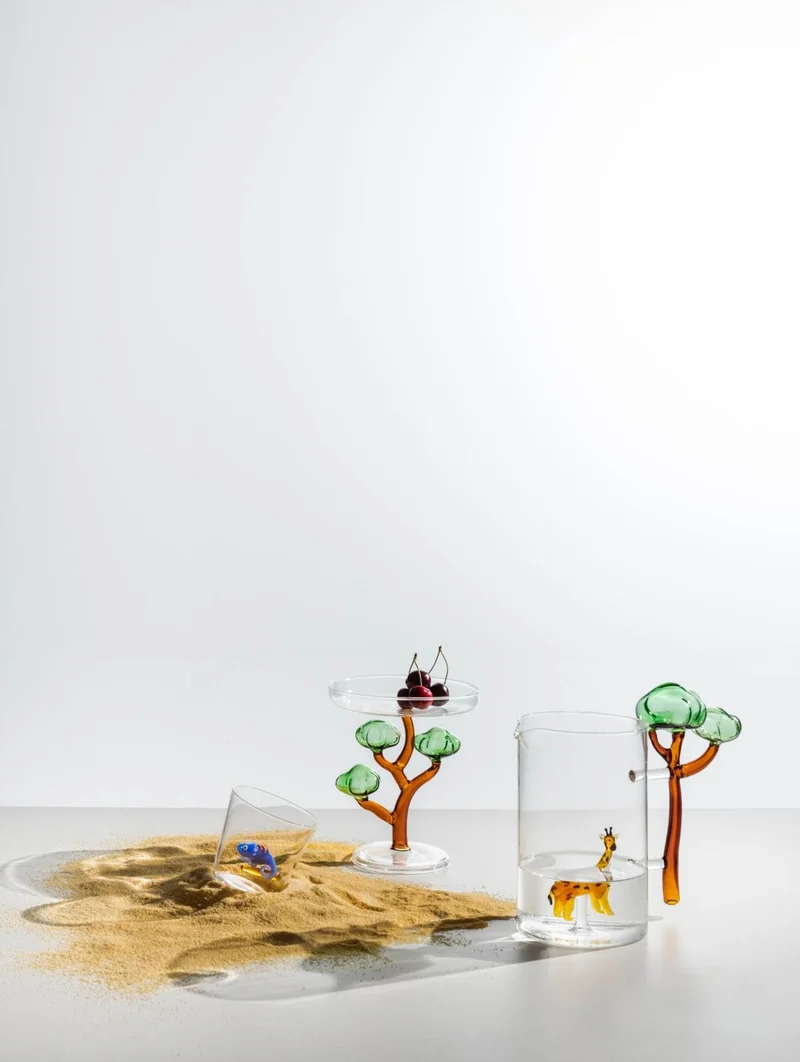 Ichendorf Milano Savannah Brocca Giraffa e Baobab in Vetro
