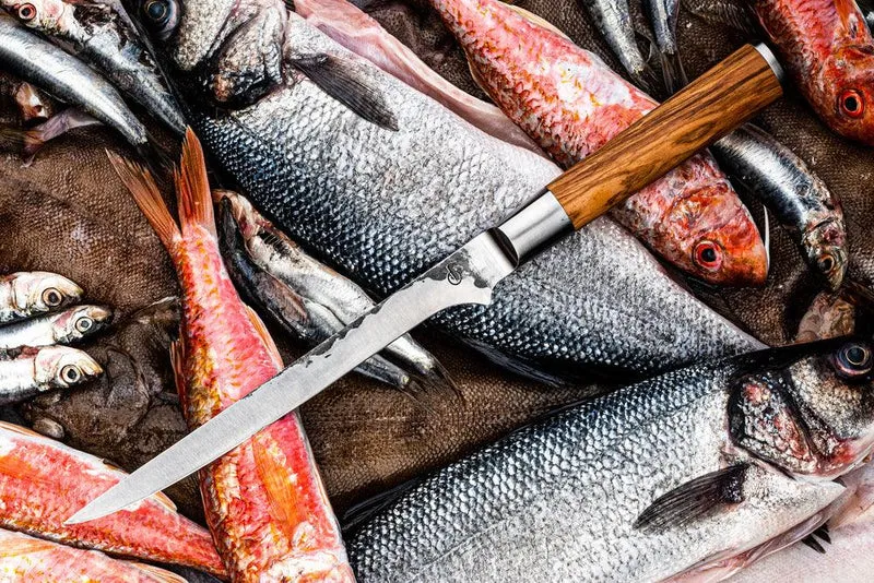 Fischfiletiermesser Olive + Gratis Etui
