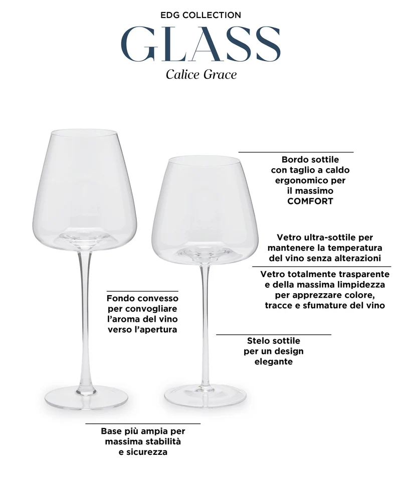 EDG Enzo De Gasperi Set 4 Calici Grace in Vetro 500 ml