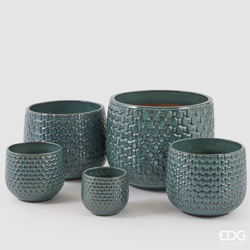 EDG Enzo De Gasperi Offerta Set 5 Vasi Cachepot Bombati Verde Smeraldo