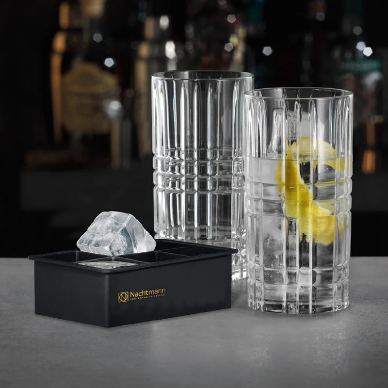 Nachtmann Square Longdrink Ice Cube Set: 2 Longdrinkgläser + 1 Eiswürfelform