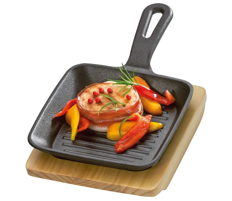 BBQ Grill-/Servierpfanne mit Holz