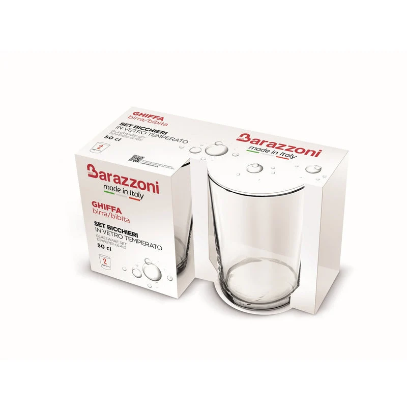 Barazzoni Set 2 Bicchieri Ghiffa Per Birra e Bibite 50 cl in Vetro