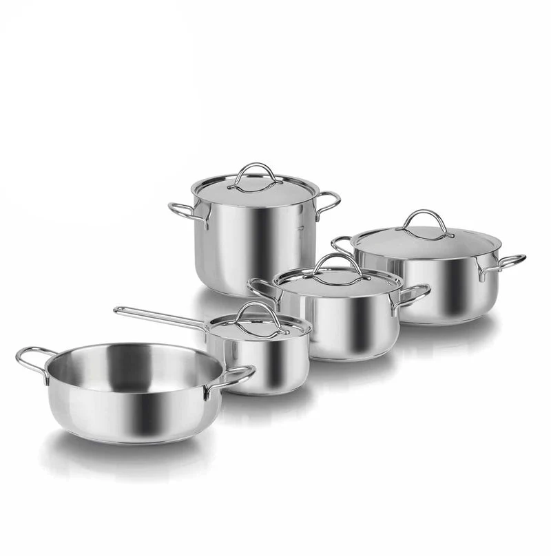 Barazzoni Batteria di Pentole 9 Pezzi Cuocimania in Acciaio Inox