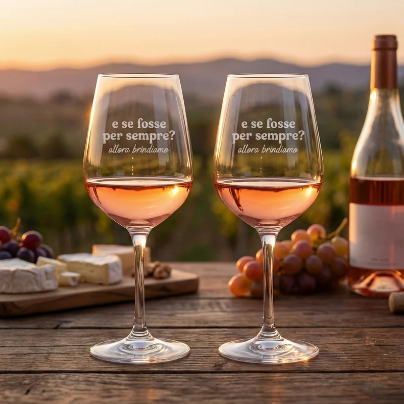 Le Gioie Set 2 Calici Vino E Se Fosse per Sempre in Vetro 450ml
