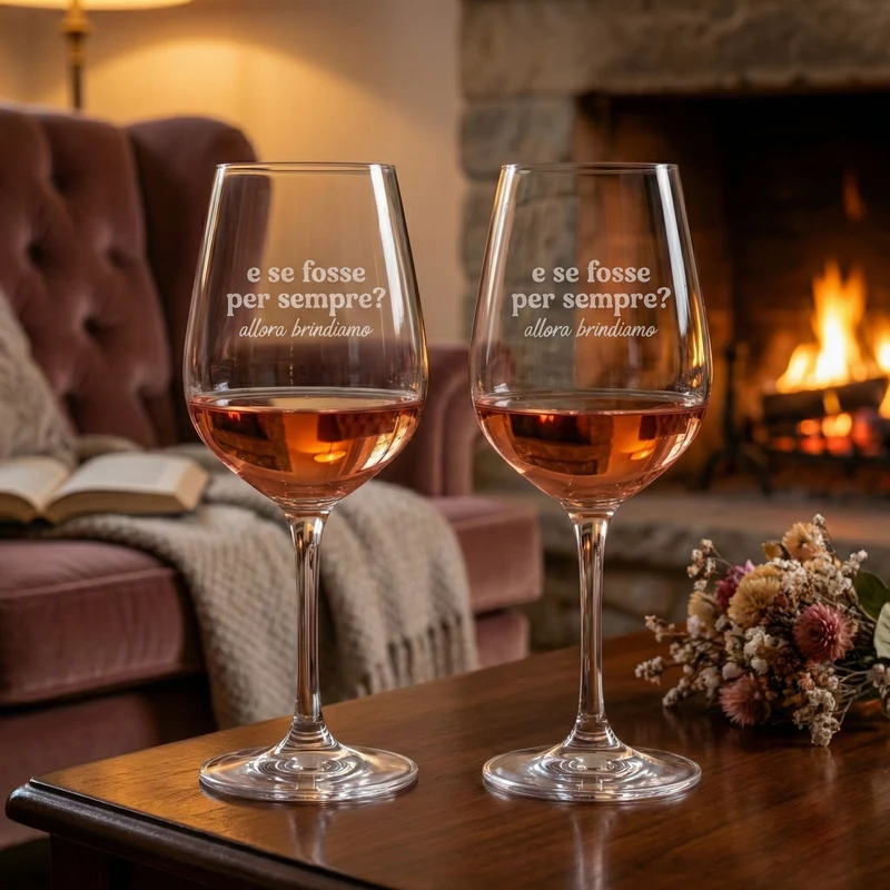 Le Gioie Set 2 Calici Vino E Se Fosse per Sempre in Vetro 450ml