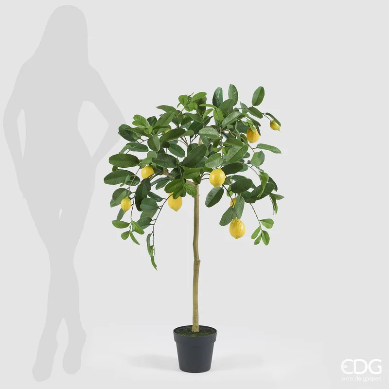 EDG Enzo De Gasperi Pianta Artificiale Limone Anti-UV con Vaso H125 cm