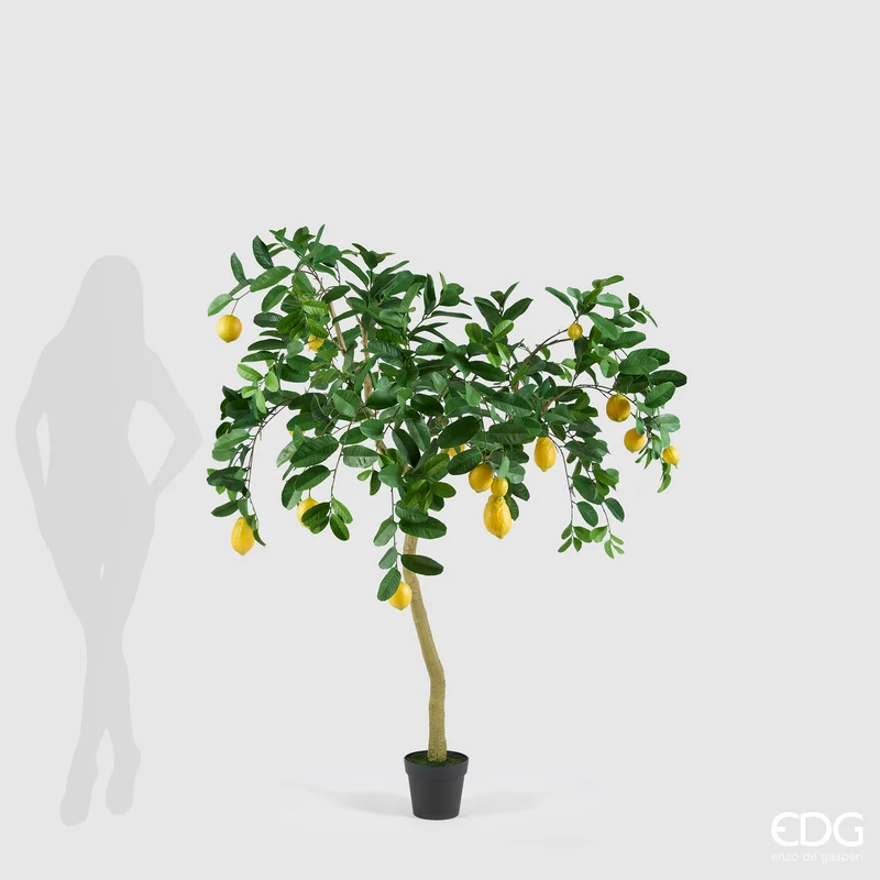 EDG Enzo De Gasperi Pianta Artificiale Limone Anti-UV con Vaso H170 cm