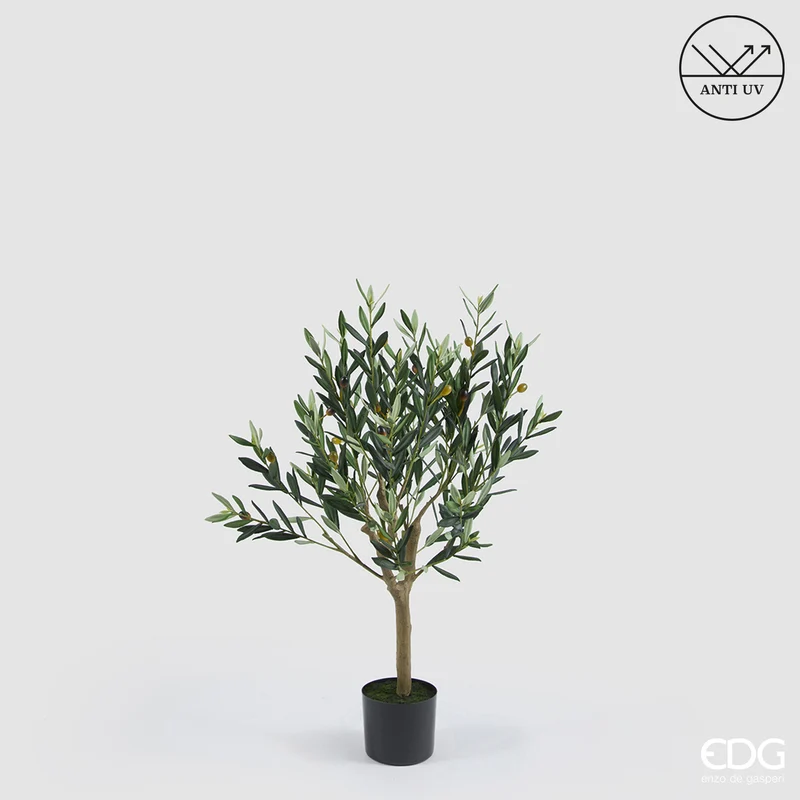 EDG Enzo De Gasperi Pianta Artificiale Olivo Anti-UV con Vaso H93 cm