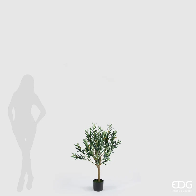 EDG Enzo De Gasperi Pianta Artificiale Olivo Anti-UV con Vaso H93 cm