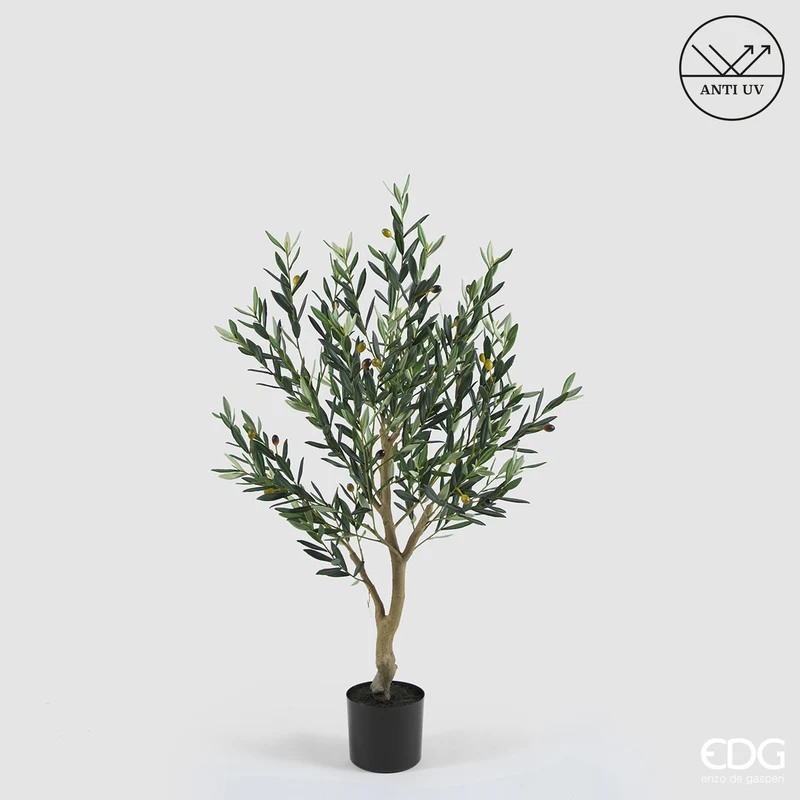 EDG Enzo De Gasperi Pianta Artificiale Olivo Anti-UV con Vaso H129 cm